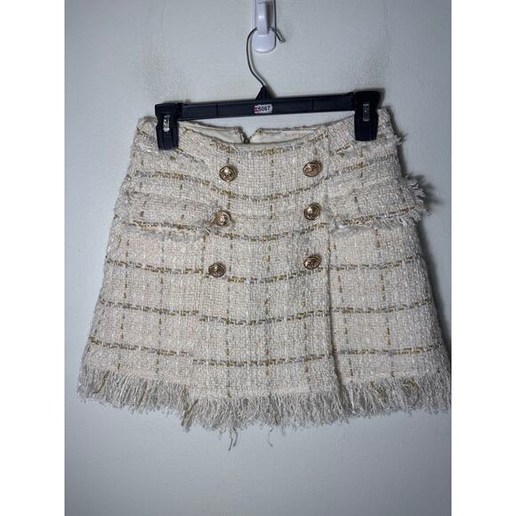 Ramy Brook Off White Tweed Preppy Mini Skirt Sz 2 - Picture 1 of 2